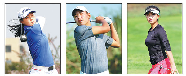 Chinese golfers (from left) Wang Ziyi, Jin Cheng and He Muni play in tournaments in China. LIU ZHUANG/ZHOU WEI/CHINA DAILY Chinese golfers (from left) Wang Ziyi, Jin Cheng and He Muni play in tournaments in China. LIU ZHUANG/ZHOU WEI/CHINA DAILY