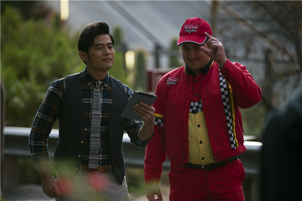 Pop star Jay Chou (left) stars in a series of commercials in which he travels across California, assisting travelers along the way and chronicling his journey. (Provided to China Daily)