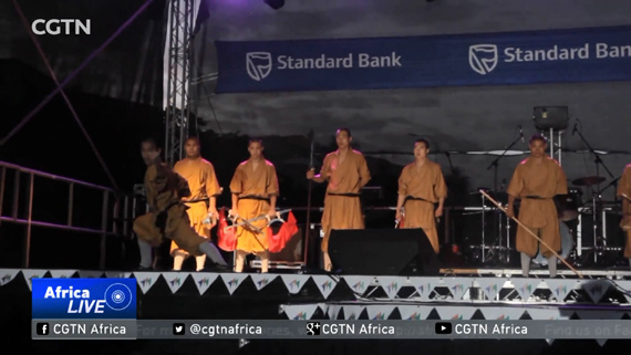 Chinese kung fu players perform at an annual festival in the Western Cape of South Africa over the weekend. (Photo/CGTN)
