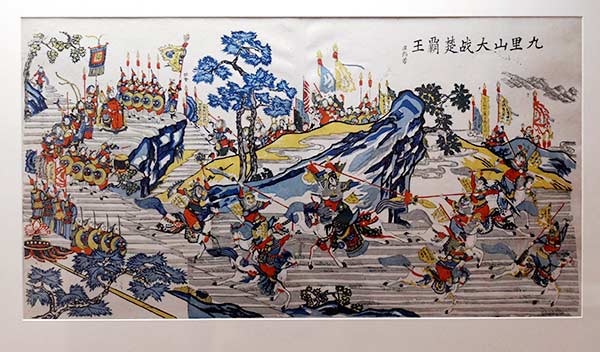 A Taohuawu New Year woodcut print of the Qing Dynasty (1644-1911) on display at a Taohuawu nianhua exhibition held in Suzhou, Jiangsu province in November. (Photo/Xinhua)