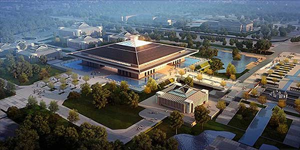 An artist's impression of the newly-built Confucius Museum in Qufu, Shandong province. (Photo/Xinhua)