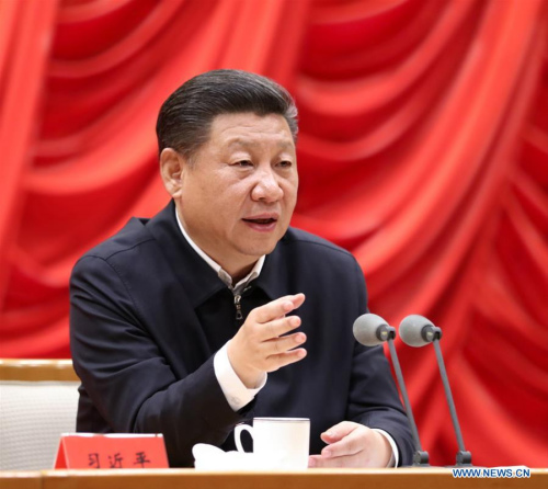 Chinese President Xi Jinping makes remarks when addressing the opening session of a workshop on the 6th Plenary Session of the 18th Communist Party of China (CPC) Central Committee, attended by senior provincial and ministerial officials, at the Party School of the CPC Central Committee, Feb. 13, 2017. (Xinhua/Xie Huanchi)