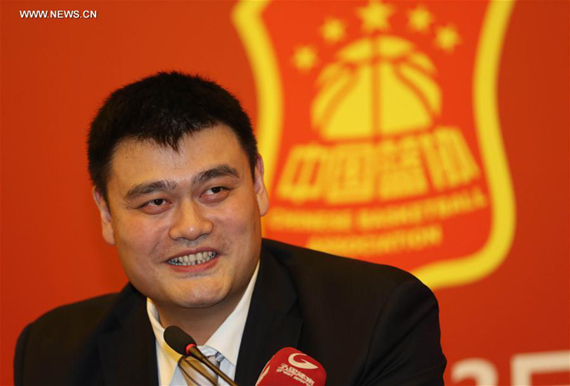 Yao Ming attends a press conference in Beijing, capital of China, Feb. 23, 2017. Yao Ming, member of Naismith Memorial Basketball Hall of Fame and former NBA all-star player, was voted as the president of the Chinese Basketball Association (CBA) on Thursday. (Xinhua/Meng Yongmin)