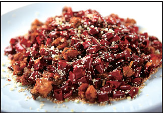 The Chongqing Spicy Chicken at Meizhou Dongpo restaurant in Beverly Hills.Photos Provided To China Daily