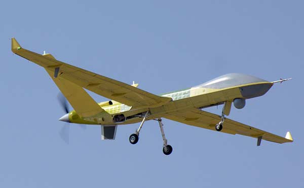 Wing Loong II combat drone during its maiden flight on Monday. (Photo provided to China Daily)
