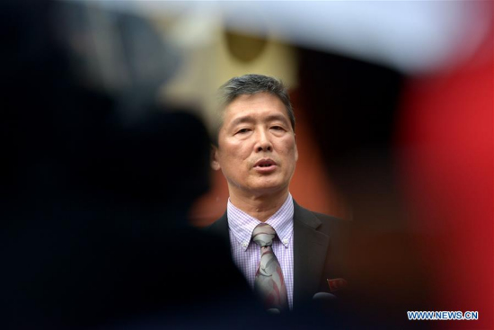 Ri Tong Il, spokesman of a DPRK delegation to Malaysia, speaks to media in Kuala Lumpur, Malaysia, on March 2, 2017. (Xinhua/Chong Voon Chung)