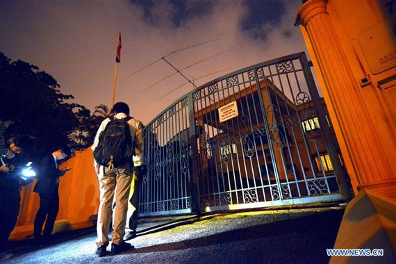 Media reporters wait outside the embassy of the Democratic People's Republic of Korea (DPRK) to Malaysia, in Kuala lumpur, Malaysia, on March 4, 2017. (Xinhua/Chong Voon Chung)