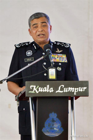 Malaysian national police chief Khalid Abu Bakar speaks during a press conference in Kuala Lumpur, Malaysia, March 10, 2017. Malaysian police for the first time confirmed on Friday that a Democratic People's Republic of Korea (DPRK) man killed in Kuala Lumpur airport to be Kim Jong Nam, half-brother of DPRK leader Kim Jong Un. (Xinhua/Chong Voon Chung)
