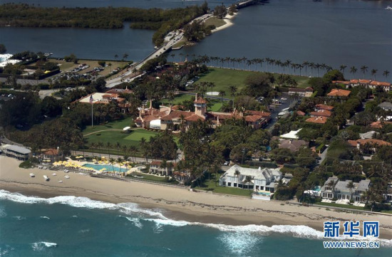 Aerial photo taken on March 20, 2017 shows the view of Mar-a-lago club at Palm Beach, Florida, the United States. (Xinhua/Yin Bogu)