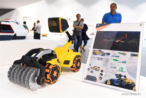 An awarded work is displayed at the Jinjiang international industrial design park at Jinjiang, Southeast China's Fujian province, on Oct 25, 2016. A total of 30 items from Chinese, Italian and Korean companies and institutions were awarded at 2016 Fujian Industrial Design (Jinjiang) Competition in five categories. (Photo/Xinhua)