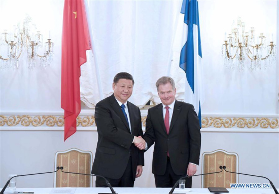hinese President Xi Jinping (L) and his Finnish counterpart Sauli Niinisto jointly meet the press after their talks in Helsinki, Finland, April 5, 2017. (Xinhua/Zhang Duo)