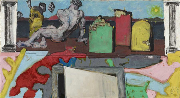 Markus Lupertz's current exhibition at Tsinghua University Art Museum shows his paintings and sculptures of different periods, beginning from the Dithyrambe series of paintings in 1962 to the latest Arcadia series. (Photo/China Daily)