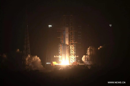China's first cargo spacecraft Tianzhou-1 blasts off from Wenchang Space Launch Center in south China's Hainan province, April 20, 2017. (Xinhua/Ju Zhenhua)