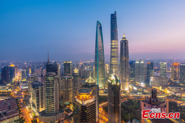 A view from Shanghai's tallest building. The Shanghai Tower opened its sightseeing observatory on April 26, 2017. (File photo) 