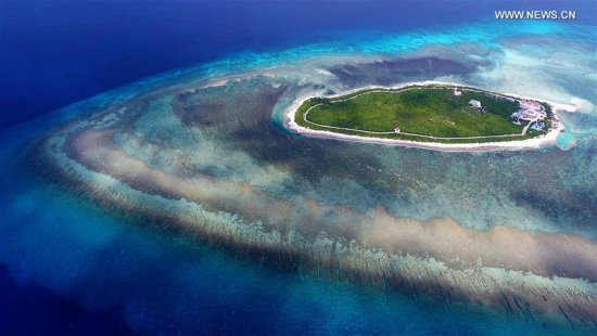 The Jinqing Island of Xisha Yongle Islands is seen in south China's Hainan Province, April 23, 2017. (Xinhua/Guo Cheng)