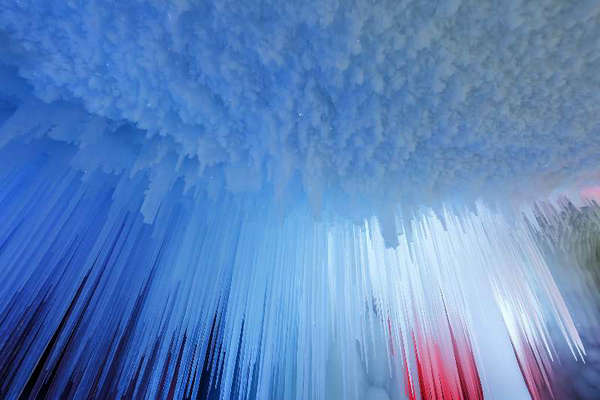 An ice cave stays below freezing despite the arrival of spring in Ningwu county, North China's Shanxi province. The ice cave was formed about 3 million years ago and its temperature stays at -6 Celsius degrees throughout the year. (Photo by Wang Quan/chinadaily.com.cn)