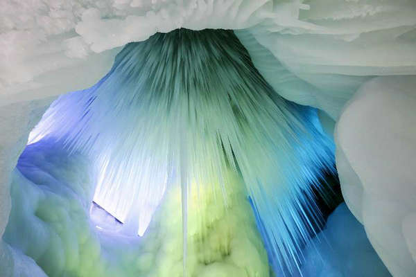An ice cave stays below freezing despite the arrival of spring in Ningwu county, North China's Shanxi province. The ice cave was formed about 3 million years ago and its temperature stays at -6 Celsius degrees throughout the year. (Photo by Wang Quan/chinadaily.com.cn)