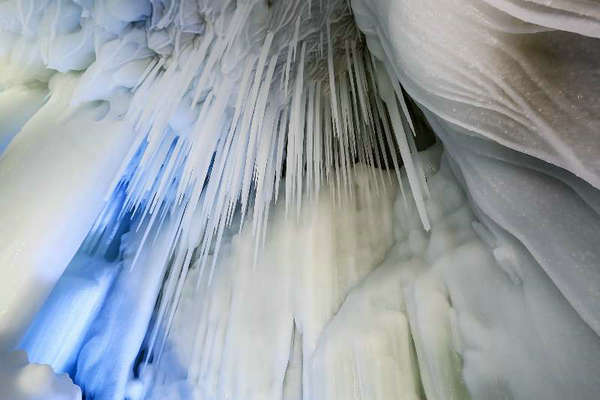 An ice cave stays below freezing despite the arrival of spring in Ningwu county, North China's Shanxi province. The ice cave was formed about 3 million years ago and its temperature stays at -6 Celsius degrees throughout the year. (Photo by Wang Quan/chinadaily.com.cn)