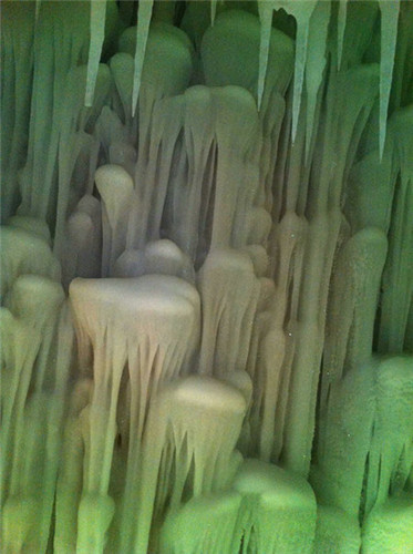 An ice cave stays below freezing despite the arrival of spring in Ningwu county, North China's Shanxi province. The ice cave was formed about 3 million years ago and its temperature stays at -6 Celsius degrees throughout the year. (Photo by Wang Quan/chinadaily.com.cn)