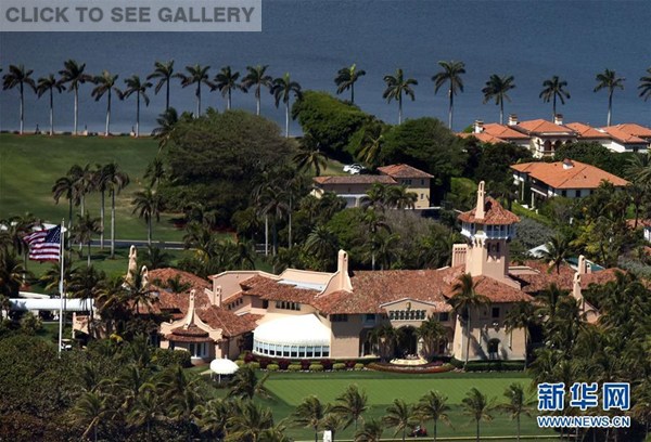 Aerial photo taken on March 22, 2017 shows the view of Mar-a-lago club at Palm Beach, Florida, the United States. (Xinhua/Wang Ying)