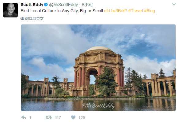 The latest travel post from Scott's Twitter account. (Photo/twitter)