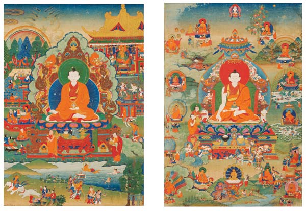 A colorful Tibetan Buddhist work of art that will be offered at next week's auction. 