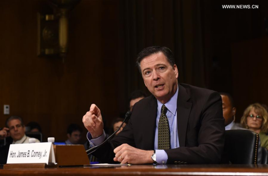File photo taken on May 3, 2017 shows that James Comey, the director of Federal Bureau of Investigation (FBI), testifies before the Senate Judiciary Committee during a hearing in Washington D.C., the United States. (Xinhua/Bao Dandan)