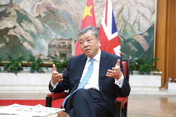 Chinese ambassador to the United Kingdom Liu Xiaoming receives an exclusive interview with China Daily. (Photo/China Daily)