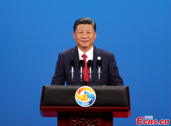Chinese President Xi Jinping delivers a keynote speech at the opening ceremony of the Belt and Road Forum for International Cooperation in Beijing, May 14, 2017. (Photo: China News Service/Liu Zhen)