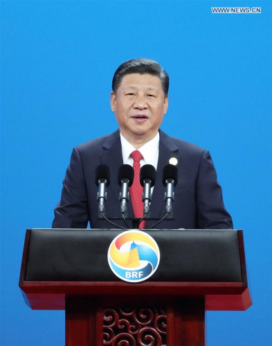 Chinese President Xi Jinping delivers a keynote speech at the opening ceremony of the Belt and Road Forum (BRF) for International Cooperation in Beijing, capital of China, May 14, 2017. (Xinhua/Wang Ye)