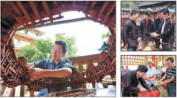Yang Siyu crafts a structure using skills and knowledge passed down from generations before. Gong Pukang / For China Daily