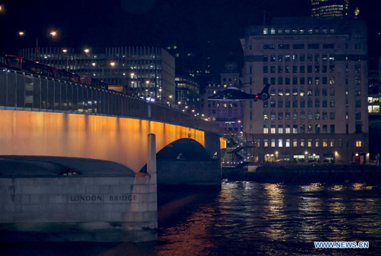 Photo taken on June 4, 2017 shows the general view of London Bridge after the terror attack in London, Britain. (Xinhua)