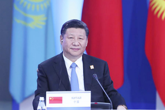 Chinese President Xi Jinping attends the 17th meeting of Council of Heads of State of the Shanghai Cooperation Organization (SCO) in Astana, Kazakhstan, June 9, 2017. (Photo/Xinhua)