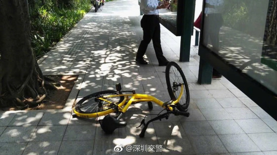 The sharing bike police say the suspect used. /Photo from Shenzhen Traffic Police