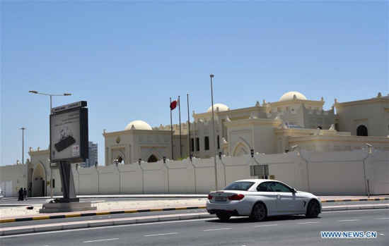 Photo taken on June 5, 2017 shows the Embassy of Qatar in Manama, Bahrain. Bahrain announced Monday it cut ties with Qatar, accusing the country of disturbing its security and stability, according to the Bahrain News Agency. (Xinhua/Wang Bo/File photo)