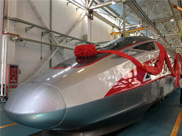 A photo taken on June 25 shows the newly launched bullet train in Beijing. (Photo/chinadaily.com.cn)