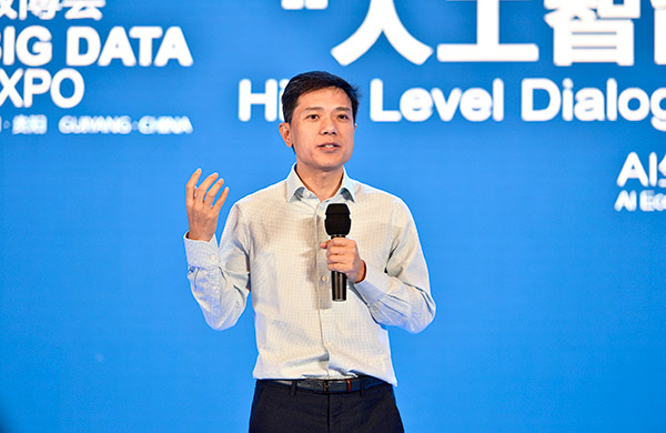 Li Yanhong calls on people to embrace the AI era.(Photo by Deng Gang/China Daily)