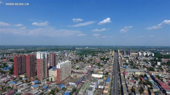 Photo taken on April 21, 2017 shows the scenery of the county seat of Rongcheng, north China's Hebei Province. (Photo/Xinhua)