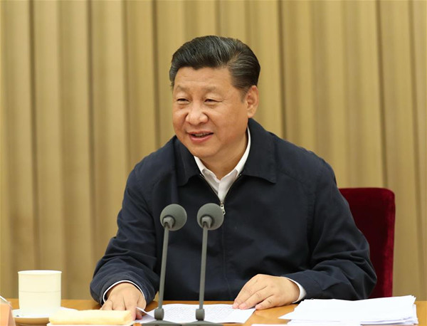 Chinese President Xi Jinping, also general secretary of the Communist Party of China (CPC) Central Committee and chairman of the Central Military Commission, addresses the opening session of a workshop in Beijing, capital of China. A workshop for provincial and ministerial officials was held from Wednesday to Thursday in preparation for the 19th National Congress of the CPC. (Xinhua/Ma Zhancheng)