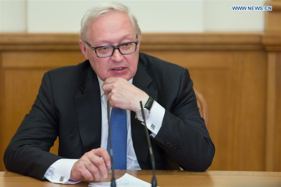 Russian Deputy Foreign Minister Sergei Ryabkov receives an interview in Moscow, Russia, Aug. 22, 2017. (Xinhua/Bai Xueqi)