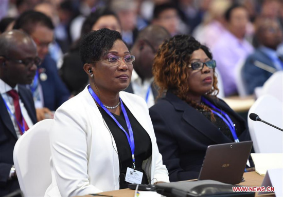 Foreign delegates attend a high-level meeting of the 13th session of the Conference of the Parties (COP13) to the United Nations Convention to Combat Desertification (UNCCD) in Ordos City, north China's Inner Mongolia Autonomous Region, Spet. 11, 2017. (Xinhua/Deng Hua) 