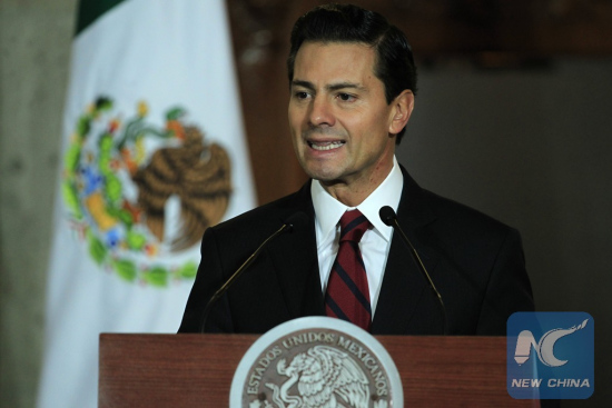 Mexican President Enrique Pena Nieto speaks during a conference in Mexico City, Mexico, Jan. 11, 2017. (Xinhua file photo)