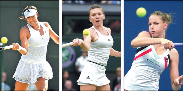 From left: World No 1 and reigning Wimbledon champion Garbine Muguruza, No 2-ranked Simona Halep and Karolina Pliskova, ranked fourth, will all grace the Wuhan Open, which begins with qualification rounds on Friday and concludes on Sept 30 in Wuhan, Hubei province. (Provided To China Daily)