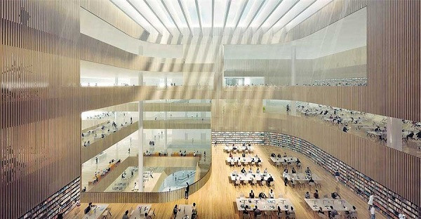 An artist rendition of the east branch of Shanghai Library. It will be an epoch-making public library. (Ti Gong)