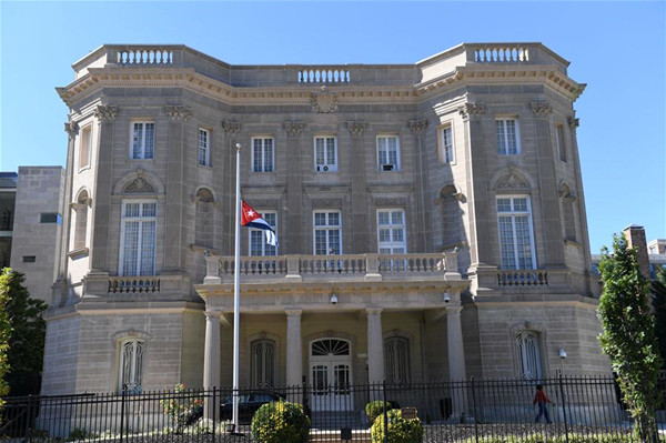 The Cuban Embassy in the United States is seen in Washington D.C., the United States, on Oct. 3, 2017. The U.S. government Tuesday announced it has asked for the departure of 15 Cuban diplomats from the Cuban embassy in Washington in response to mysterious attacks that led to the recall of some U.S. embassy staff in Havana. (Xinhua/Yin Bogu)