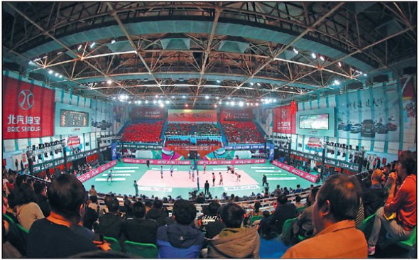Guangcai Gymnasium in Beijing offers a great example of the China Volleyball League's effort to upgrade facilities and develop marketing strategies to attract more fans. (Photo provided to China Daily)