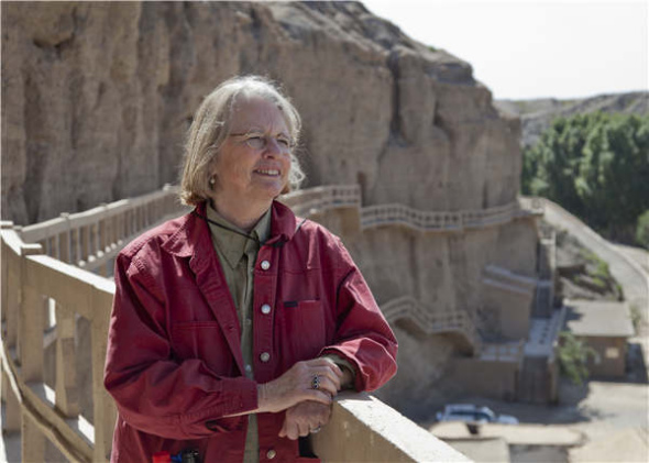 Mimi Gates regularly visits Dunhuang to help with the protection of the UNESCO World Heritage site. (Photo provided to China Daily)