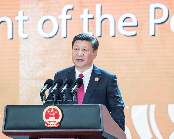 President Xi Jinping delivers a keynote speech at the Asia-Pacific Economic Cooperation (APEC) CEO Summit in Da Nang, Vietnam, Nov 10, 2017.(Photo/Xinhua)