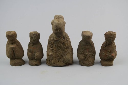 Pottery figurines from the Han Dynasty discovered at the Zhoukou excavation site in Henan Province (Photo/Courtesy of Liu Haiwang)