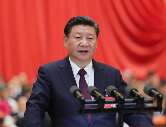 Xi Jinping delivers a report to the 19th National Congress of the Communist Party of China (CPC) at the Great Hall of the People in Beijing, capital of China, Oct. 18, 2017. (Xinhua/Ju Peng)